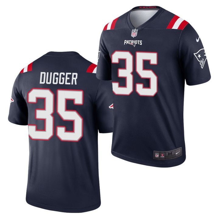 Men New England Patriots #35 Kyle Dugger Nike Navy Inverted Legend NFL Jersey